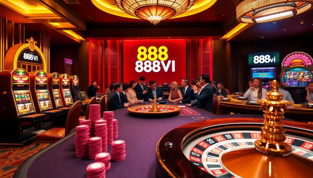 888VI casino players enjoying action at a vibrant gaming table.