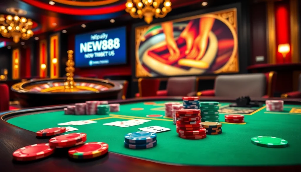 Experience thrilling gameplay at https://new88bet.us/ with vibrant poker tables and elegant casino setups.