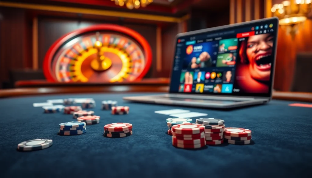Engage in thrilling gameplay with ww88 at an elegant poker table featuring vibrant chips and a spinning roulette wheel.