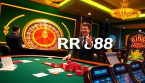 Experience the excitement of RR88 with engaging gameplay featuring casino tables and chips.