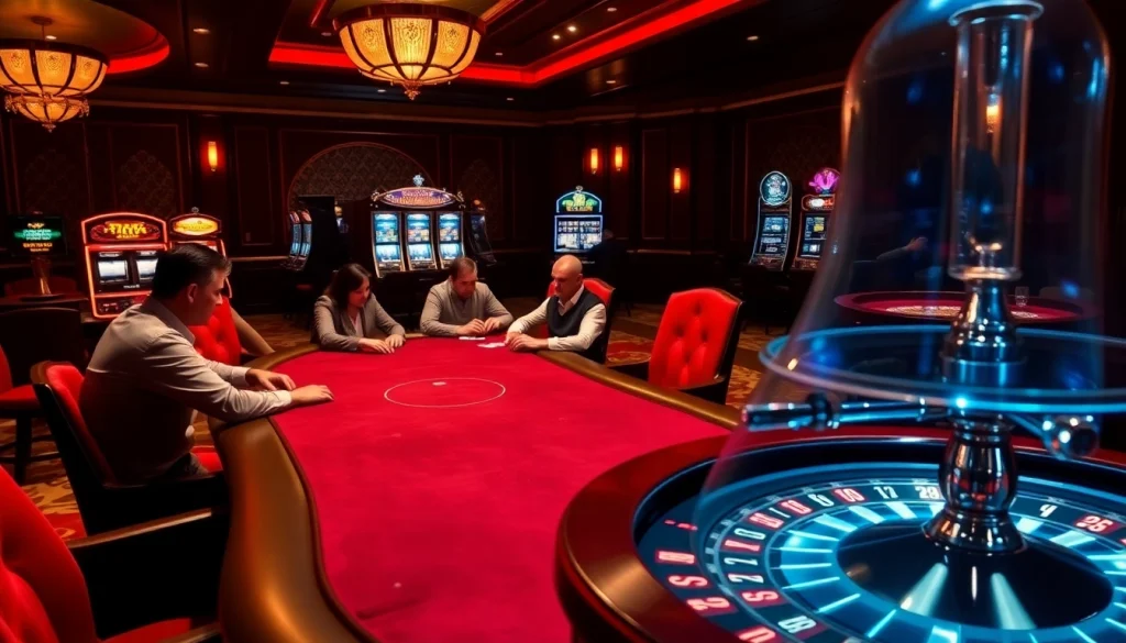 Exciting scene at nhà cái c168 with poker players engaging in high-stakes gambling.