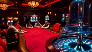 Exciting scene at nhà cái c168 with poker players engaging in high-stakes gambling.