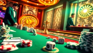 Experience the excitement of link mm88 at a luxurious casino table with poker chips and cards.