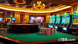 Experience thrilling gameplay at C168 com with enticing casino tables and vibrant slot machines.