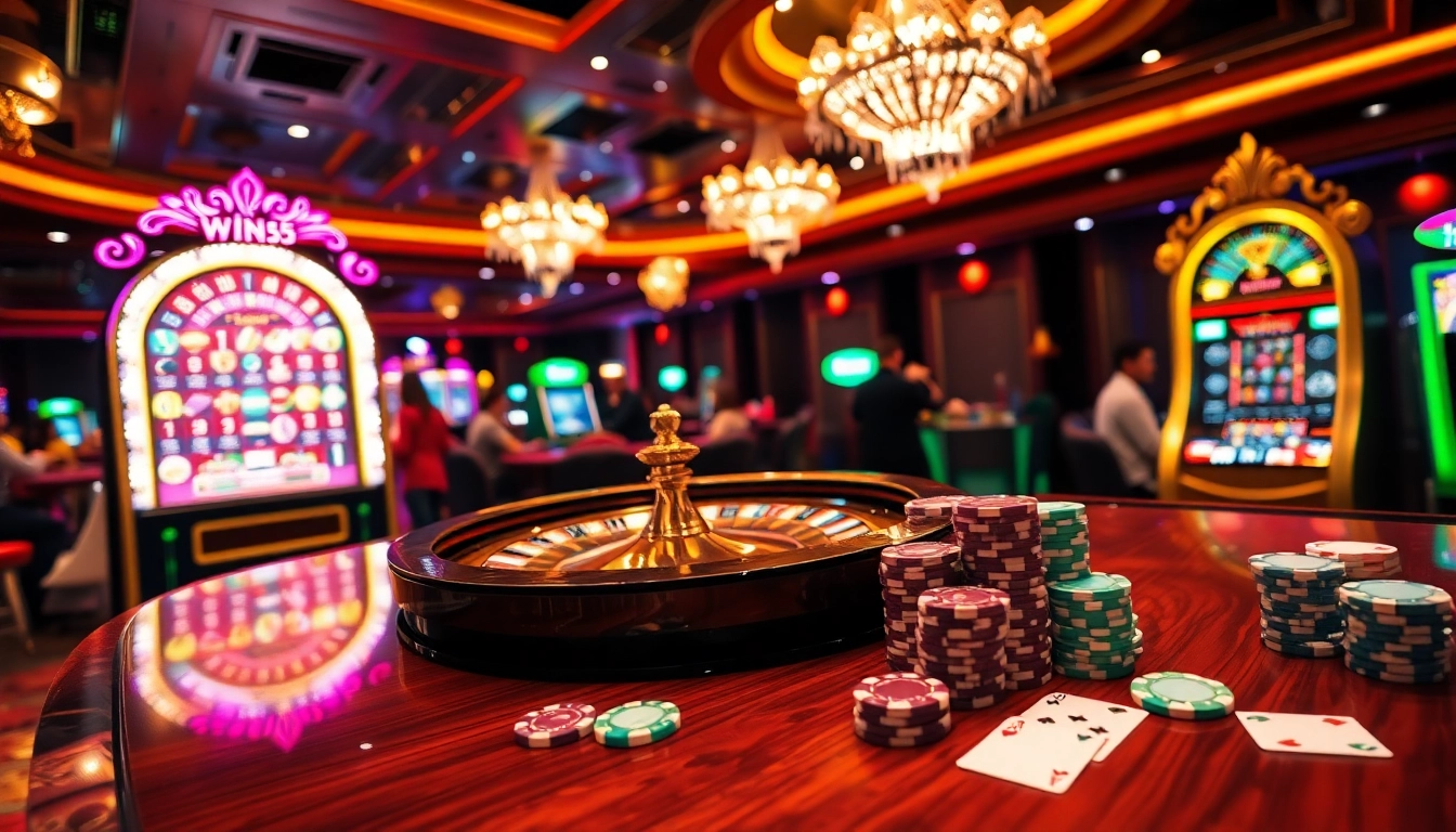 Players enjoying a thrilling casino game at win55 with roulette and poker chips in focus.