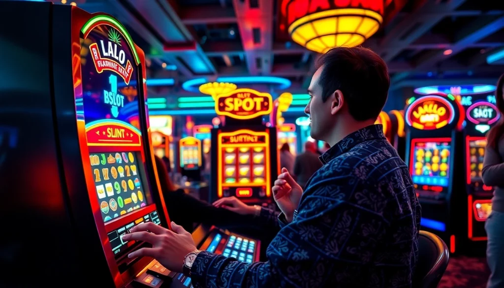 Exciting doaslot gaming experience on a vibrant casino floor with dynamic lighting.