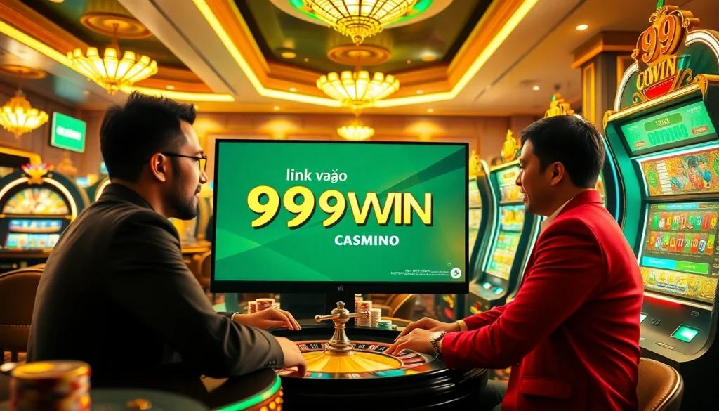 Experience the excitement of online gambling with link vào 99WIN, featuring vibrant games, players, and casino elements.