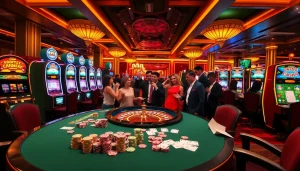 Experience the thrill of betting at bet88 with colorful casino tables and vibrant slot machines.