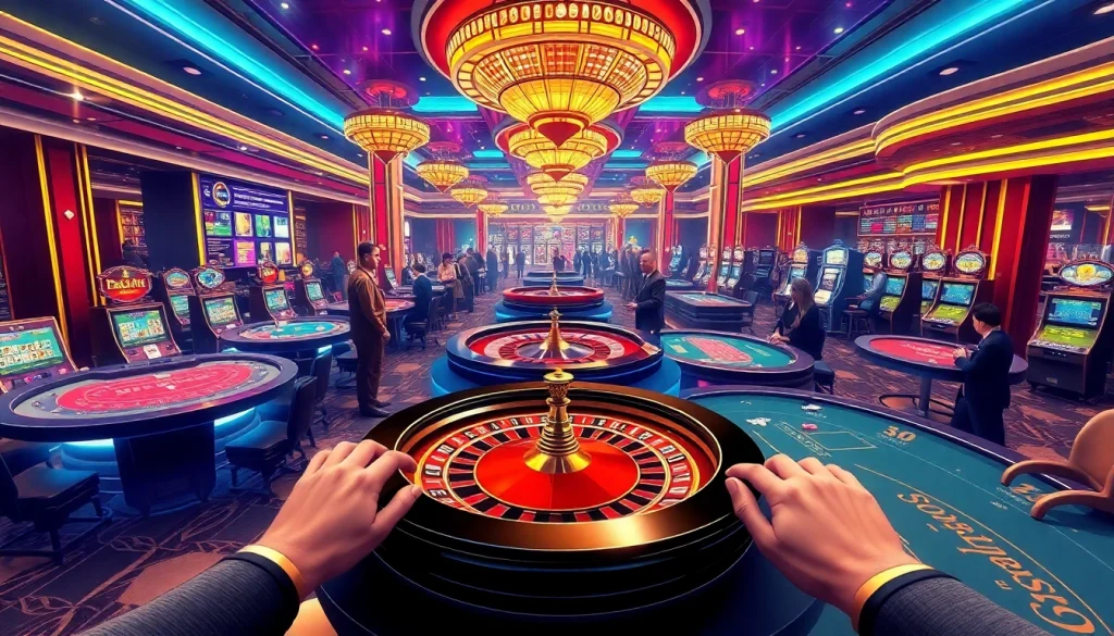 Immersive casino experience at 888TO.COM with vibrant gaming tables and high-stakes action.