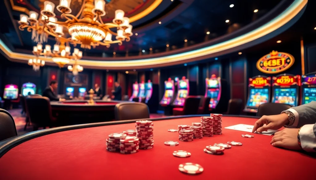Engaged players at a luxurious casino table embodying the thrill of 669bet's gambling experience.