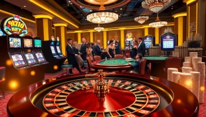 Experience the excitement of GG88COM BET with luxurious casino elements and vibrant slot machines.