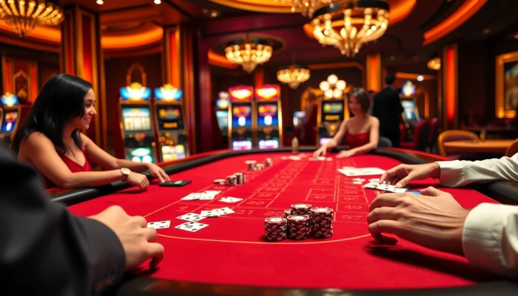 Kuwin gaming table featuring engaging baccarat action with luxurious cards and chips.