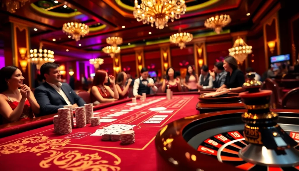 A thrilling baccarat game in a luxurious casino featuring 789bet cards and chips.