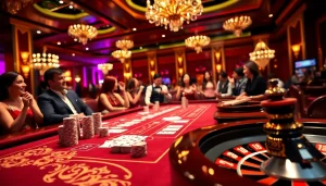 A thrilling baccarat game in a luxurious casino featuring 789bet cards and chips.
