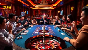 AX88 gaming table with vibrant poker chips and roulette wheel, capturing casino excitement.