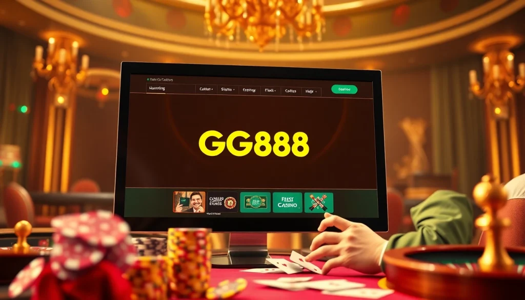 Players winning at GG88 casino, showcasing excitement with gambling elements around.