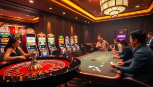 Players enjoying an exciting game at the MM88 casino, showcasing a thrilling poker atmosphere.