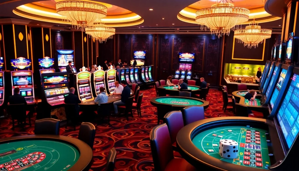 Experience the thrill of gambling with 88i as players engage in lively games at a luxurious casino.