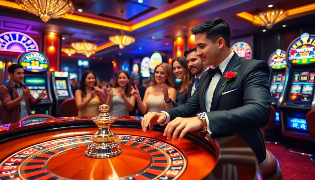 Engage with the vibrant atmosphere of online gambling at https://kp88.ink/ with a thrilling casino scene.