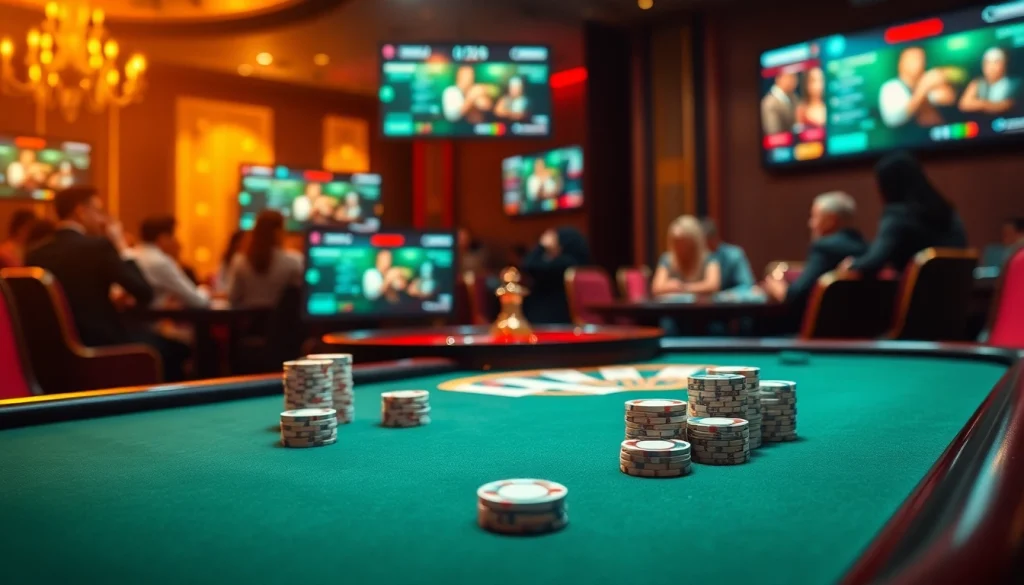 Experience the thrill of sv 388 poker with players at a luxurious casino table.