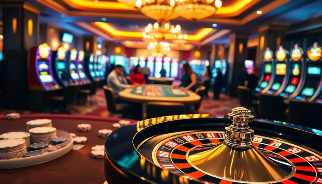 Players experiencing luxury gambling at ee88e with roulette and vibrant casino scene.