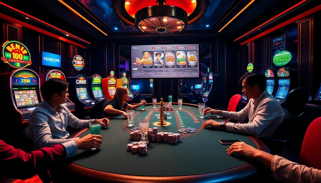 Experience the excitement of ku bet at a vibrant casino table with poker chips and slots.