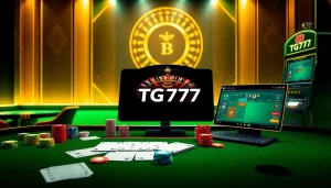 Players enjoying cardboard games and slot machines at TG777 online casino hub.
