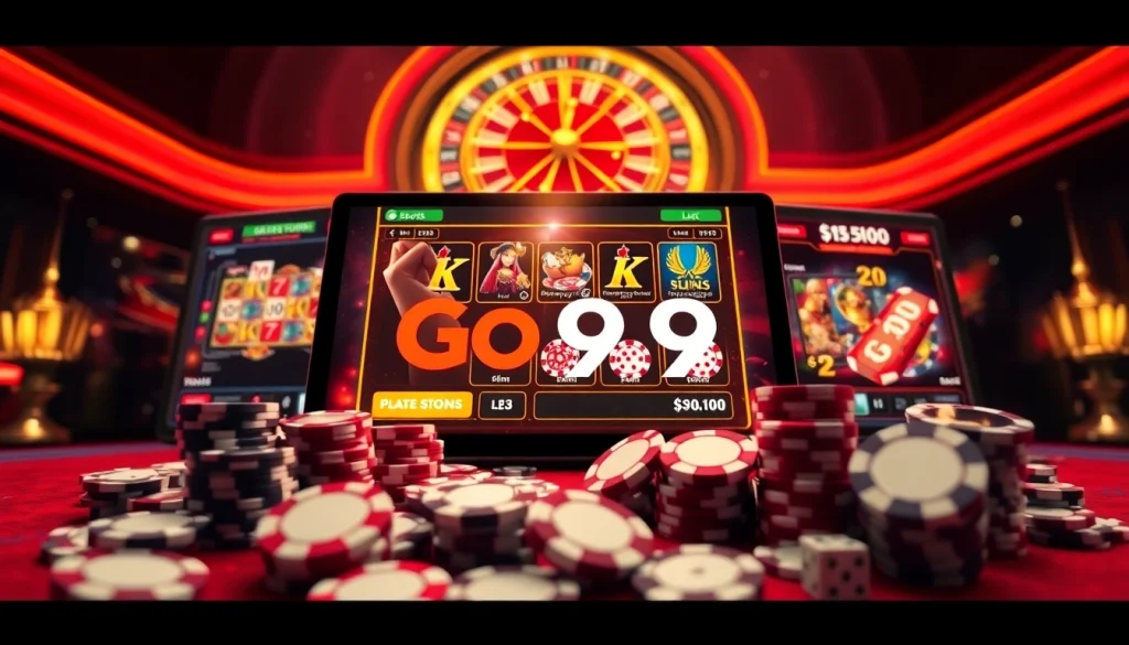 Exciting online gambling interface for go99 đăng nhập with vibrant casino elements and rich colors.