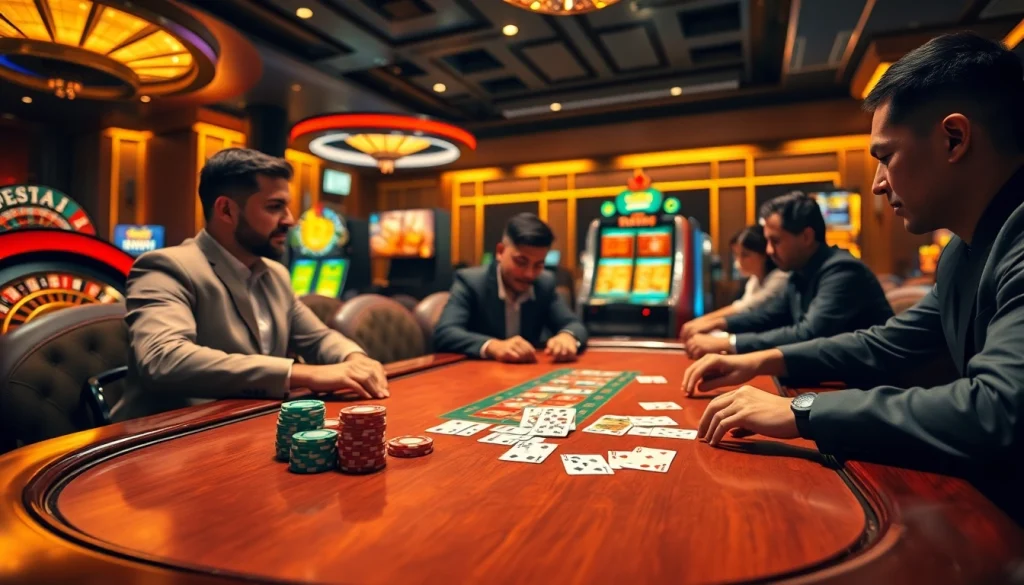 Engage in the thrilling experience of RR88 at a luxurious poker table with vibrant chips.