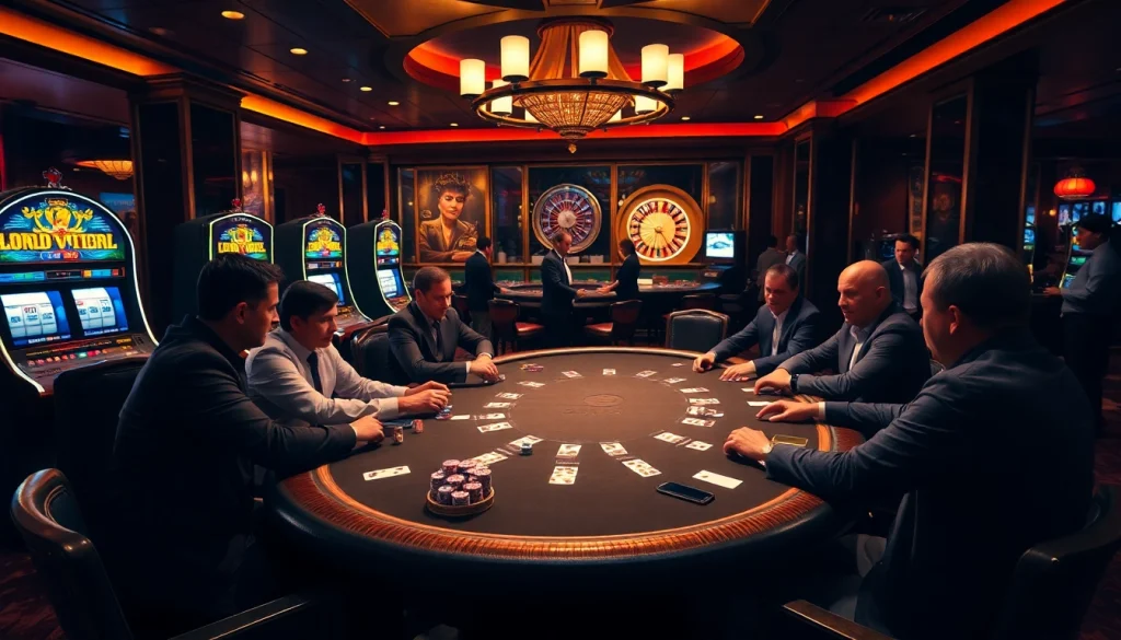 Experience thrilling gameplay at F168’s upscale casino table surrounded by vibrant lights.