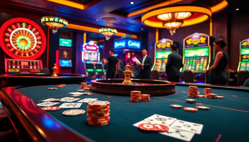 Players enjoying high-stakes games at phsky.ltd in a luxurious casino atmosphere.