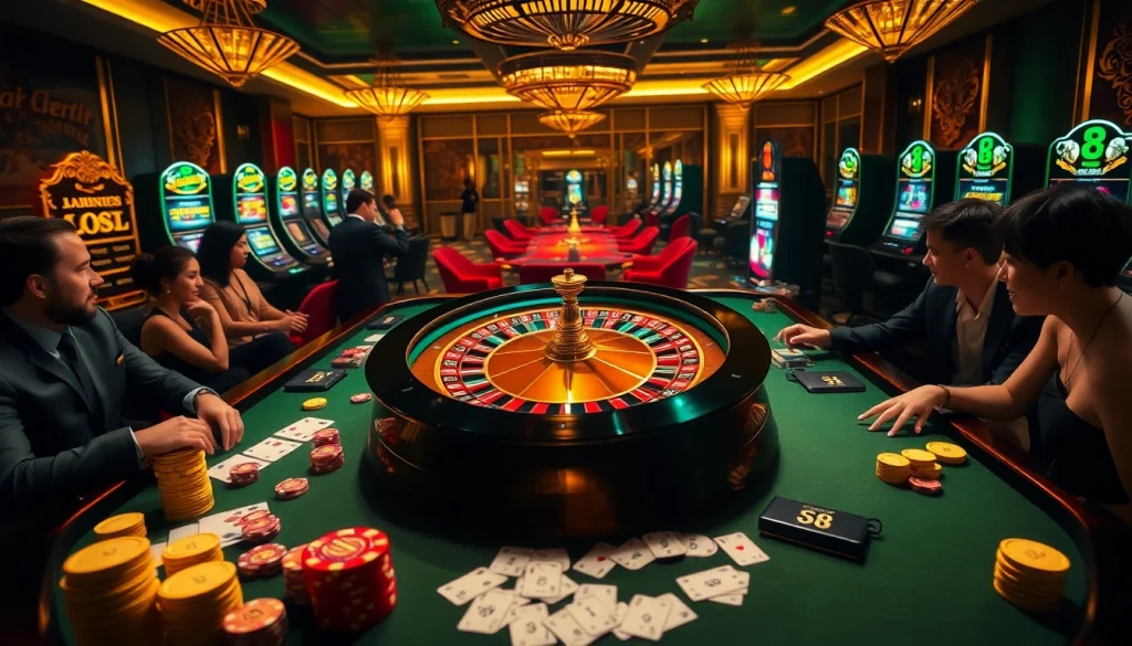 Engage in thrilling gameplay at the luxurious s8 casino with roulette and poker chips.