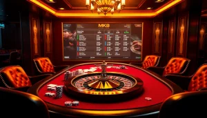 Enjoying thrilling games at MK8 online casino with poker, roulette, and vibrant chips.