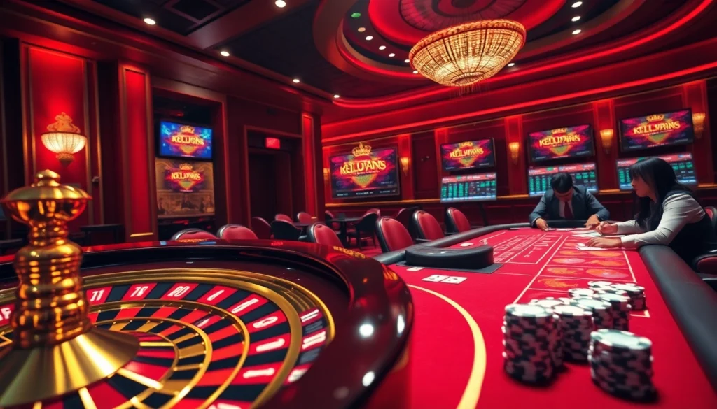 Keluaran China live results displayed in a bustling casino environment with players and tables.