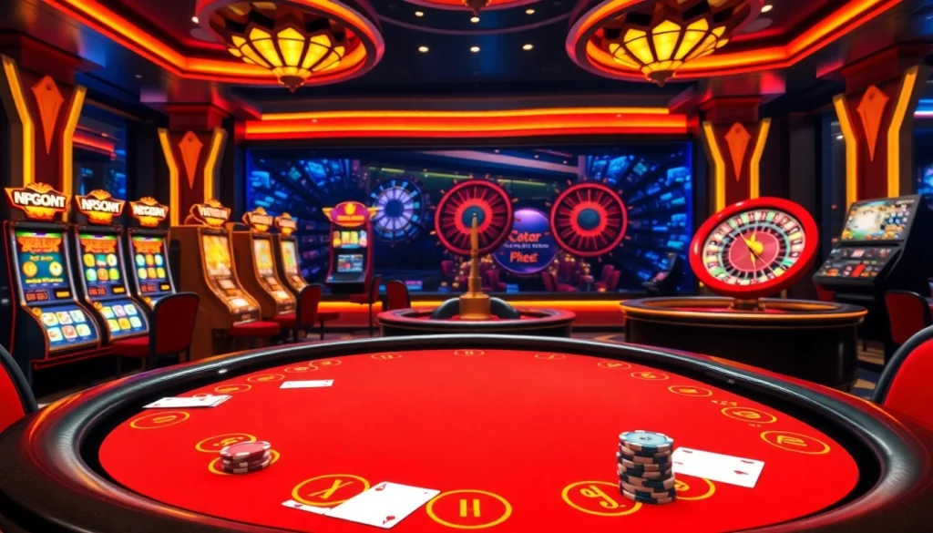 Engaging visual of xin88 đăng nhập featuring luxurious casino interface and poker table.