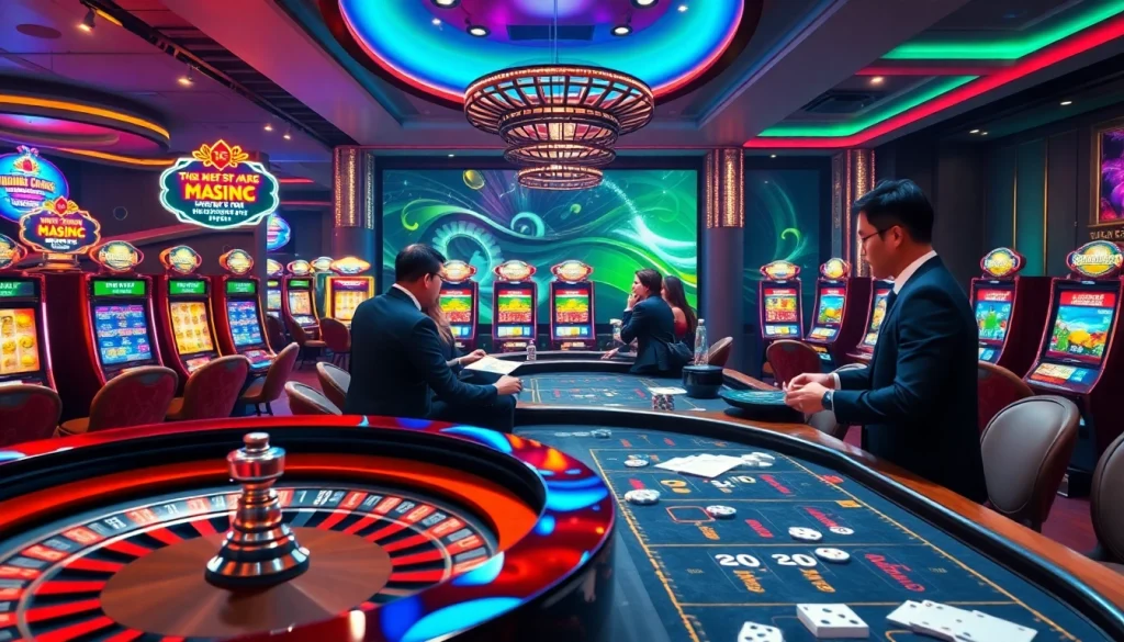 Experience MK8thai's thrilling online casino game with vibrant roulette and poker tables.