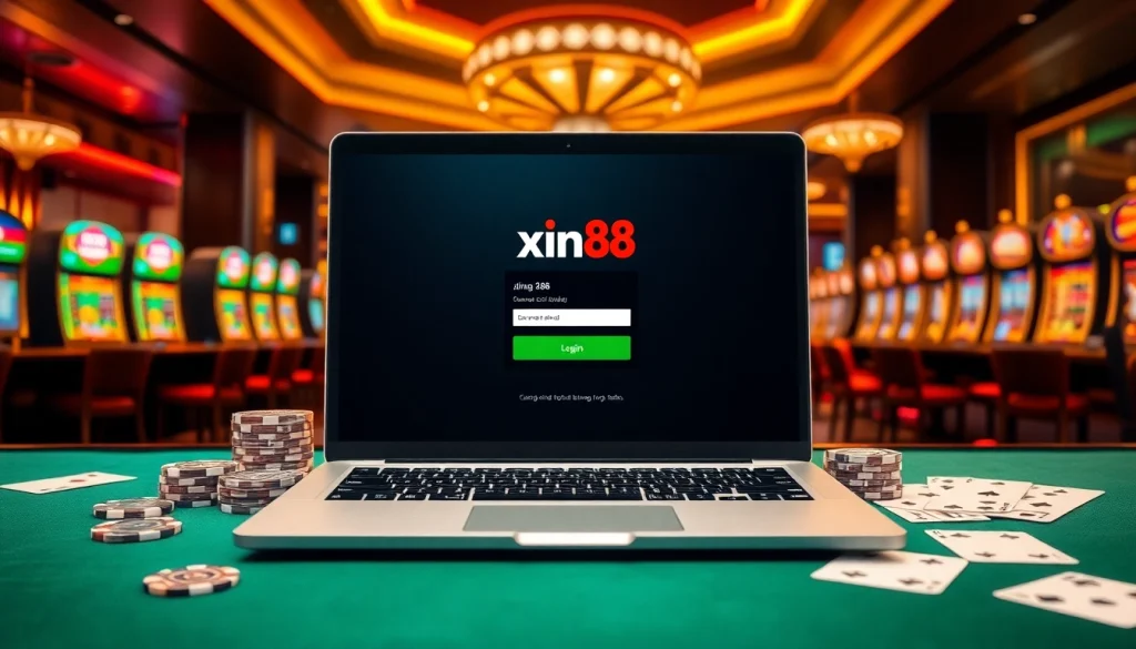 Experience high-stakes gaming with xin88 đăng nhập at a vibrant casino interface, featuring roulette and poker elements.
