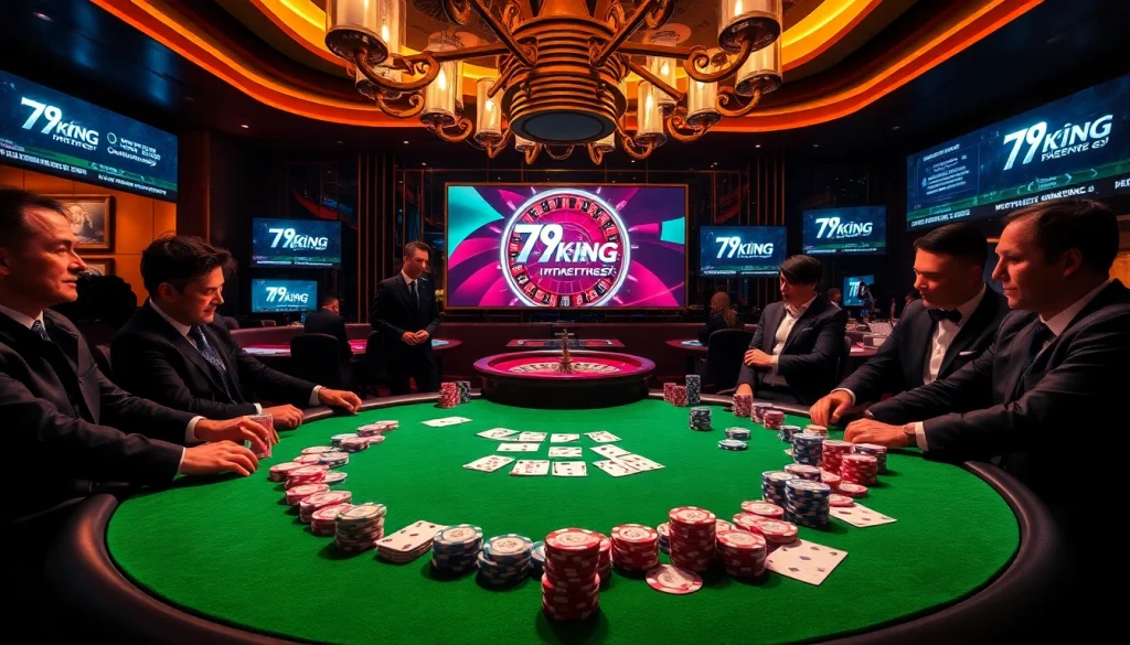 Engage in thrilling poker action at 79king with vibrant chips and exciting gameplay.